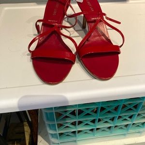 Helmut Lang red strappy sandals